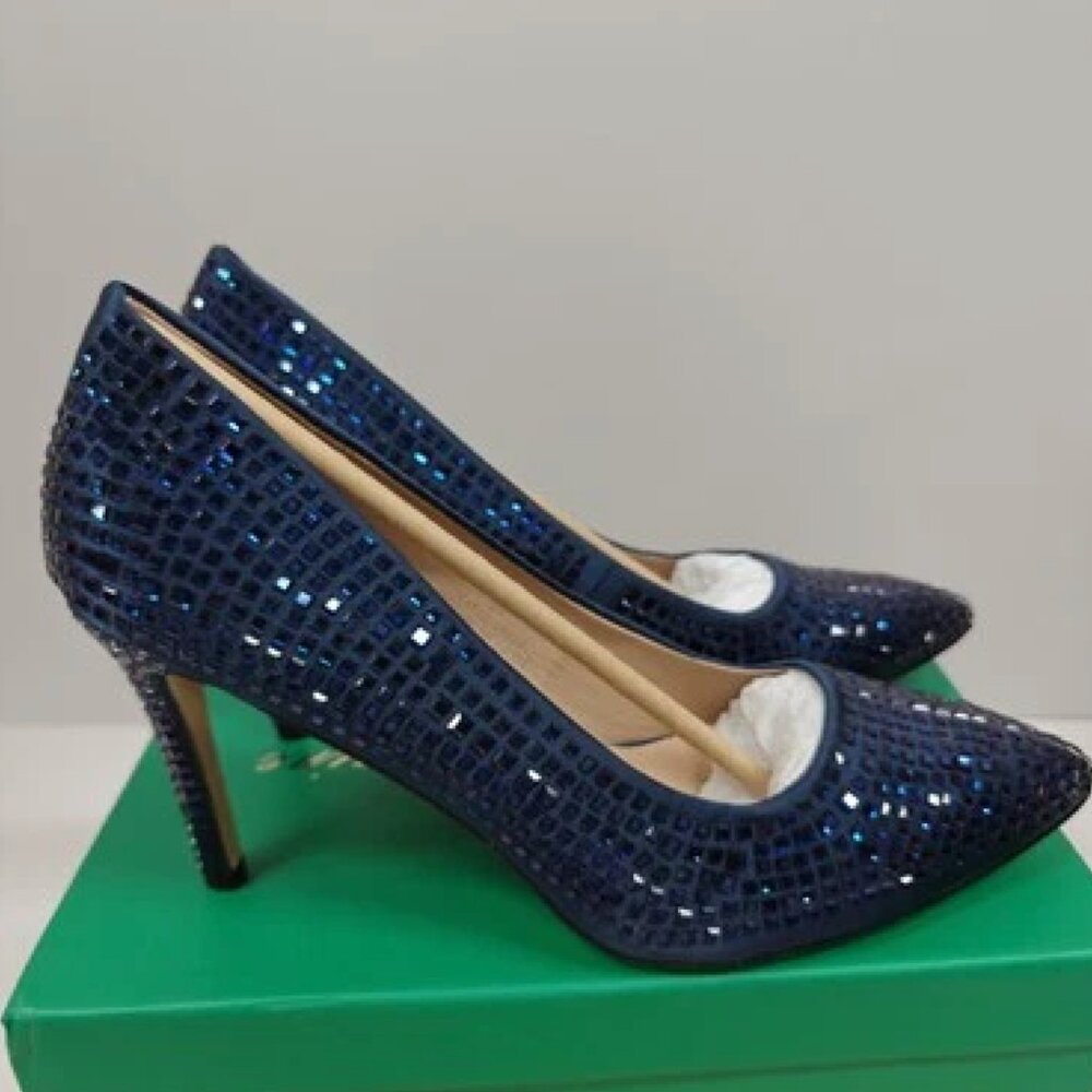Lauren Lorraine Shoes Womens Size 9 Navy Dazzle Rhinestone Pumps Heels New!